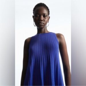 COS navy knit sleeveless trapeze dress NWT